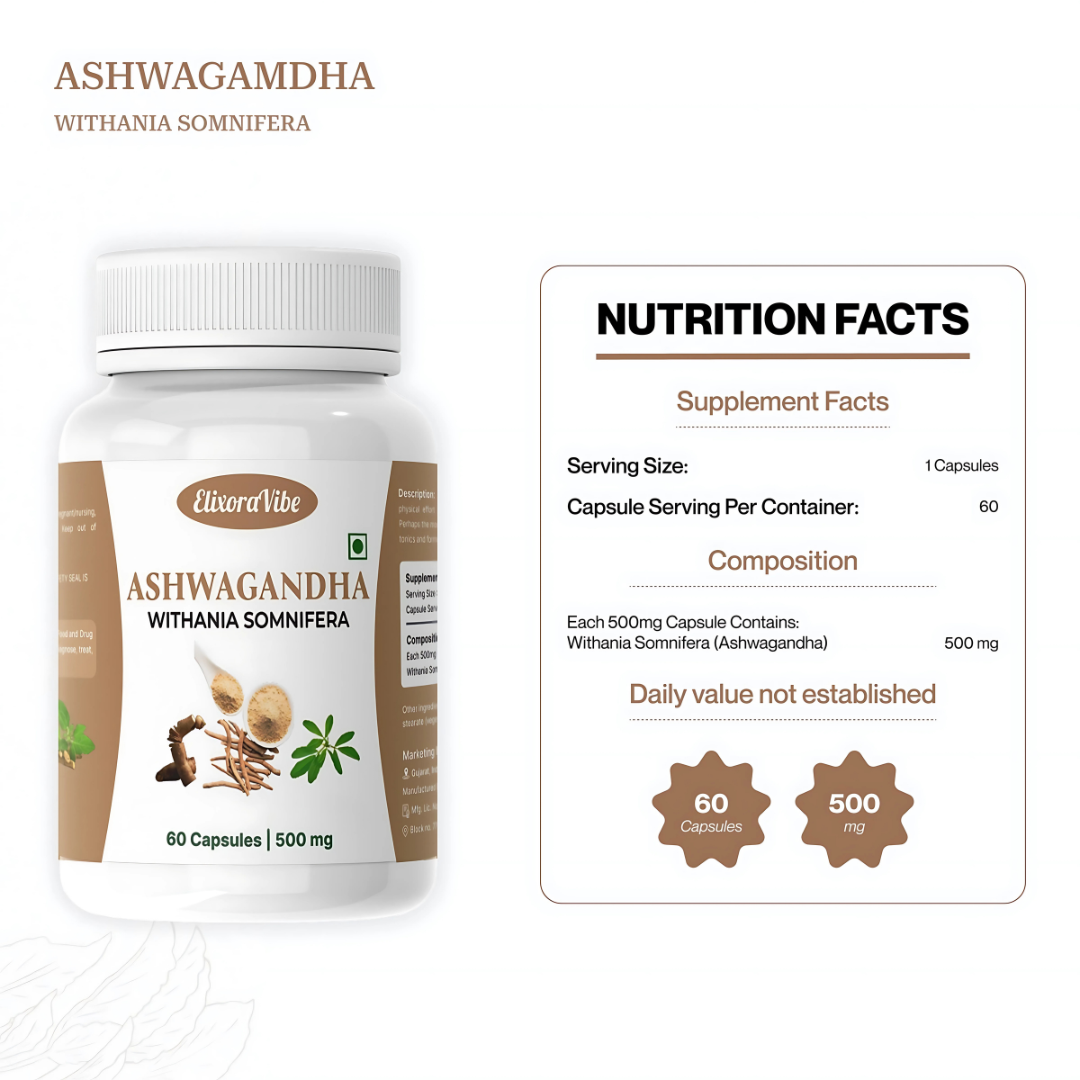Ashwagandha (Withania Somnifera) 500 mg – Ayurvedic Herbal Capsules