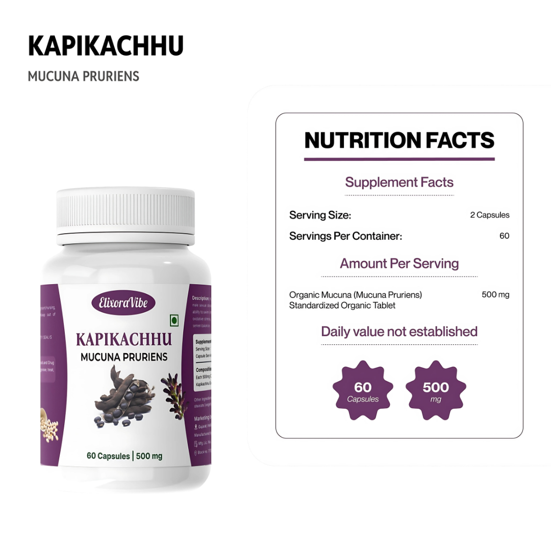Kapikachhu (Mucuna Pruriens) 500 mg – Ayurvedic Herb Capsules