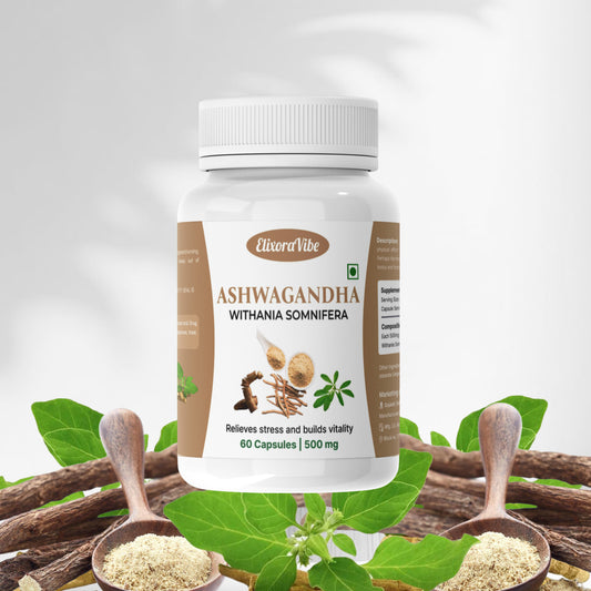 Ashwagandha (Withania Somnifera) 500mg – Natural Stress Relief, Energy & Vitality Booster | 60 Capsule